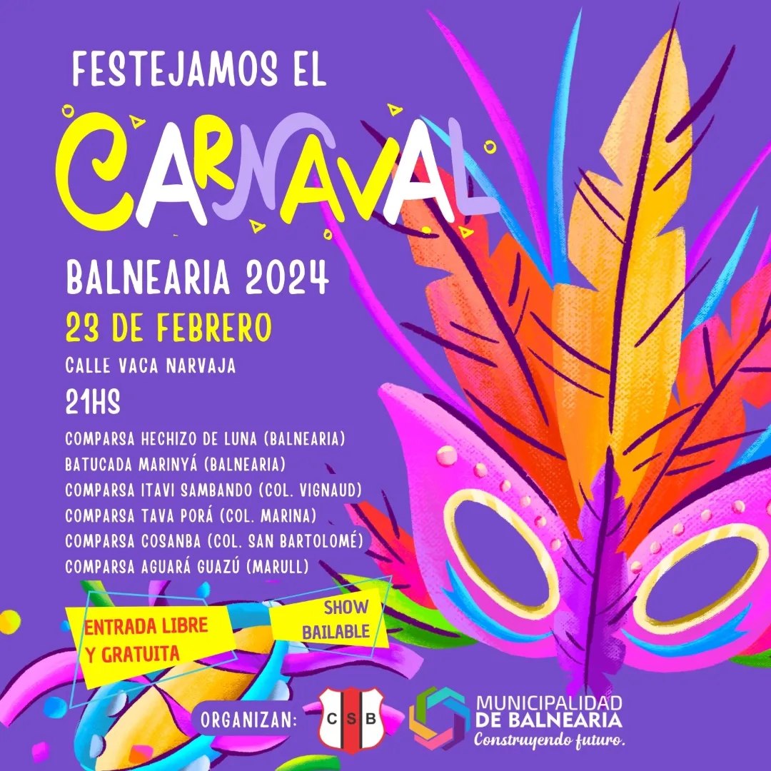 En este momento estás viendo Se vienen los Carnavales de Balnearia 2024