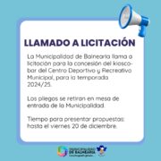 Lee más sobre el artículo Llamado a licitación del Kiosco-Bar