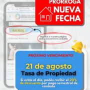 Lee más sobre el artículo Nueva prórroga para el pago de la Tasa a la Propiedad