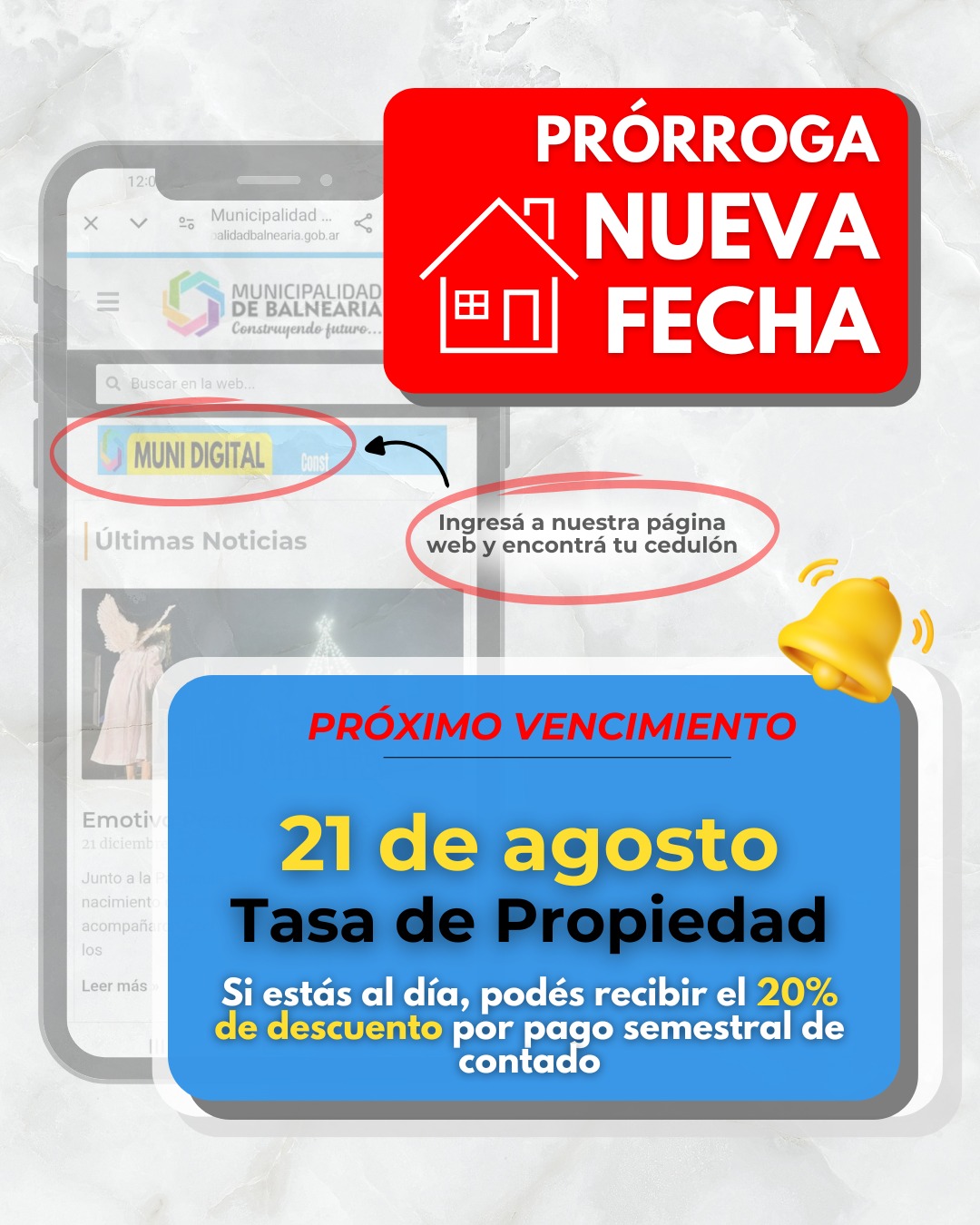 En este momento estás viendo Nueva prórroga para el pago de la Tasa a la Propiedad