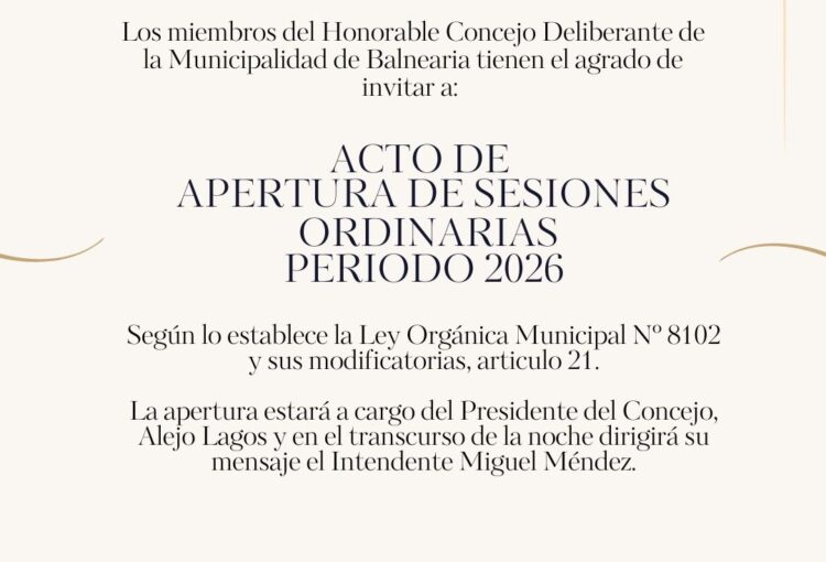Lee más sobre el artículo El Honorable Concejo Deliberante invita a la Apertura de Sesiones Ordinarias – Período 2026