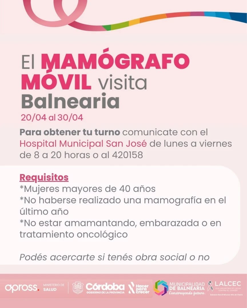 En este momento estás viendo El Mamógrafo Móvil llega a Balnearia